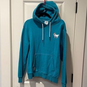 Cozy Teal Hoodie with Embroidered Detail